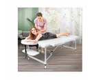 75Cm Massage Table 2 Fold Portable Bed Desk Aluminium Lift Up - Black