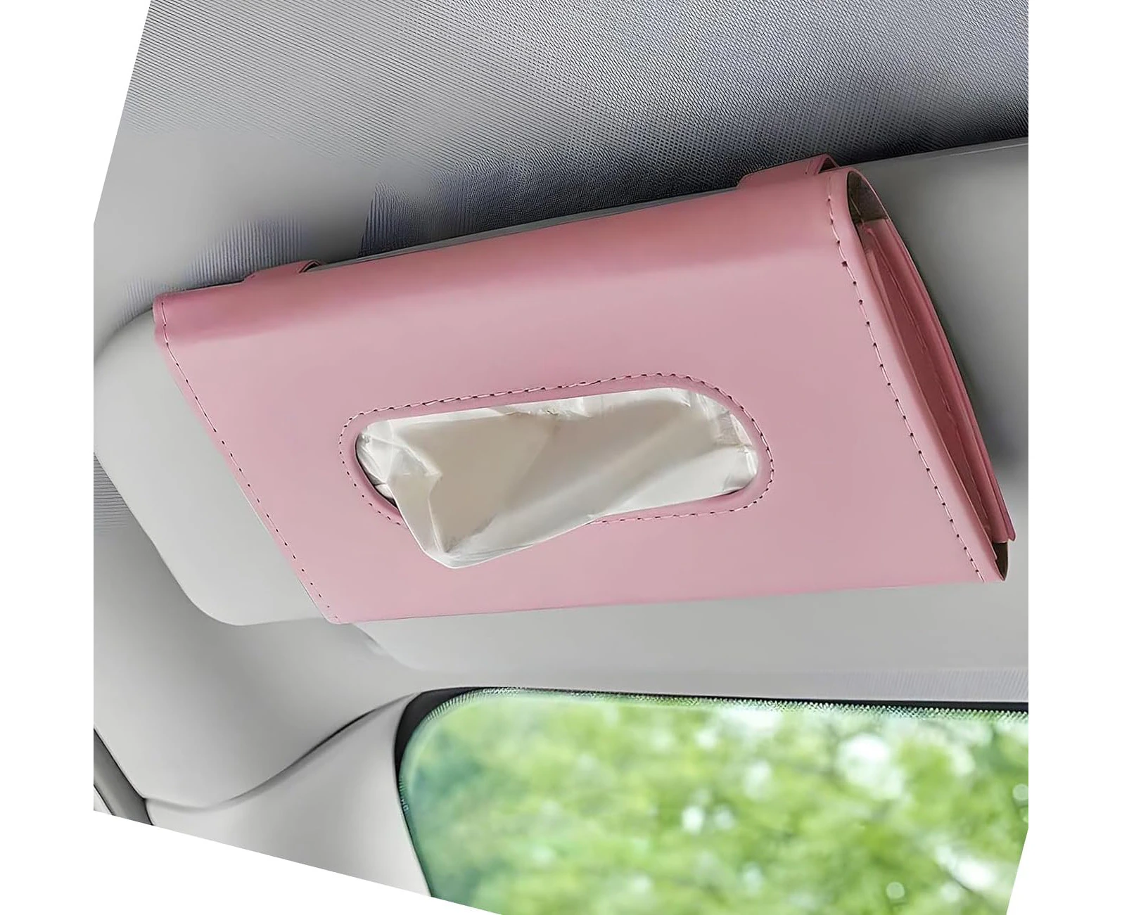 WEZCHUGHAOL Tissue Box Holder for Car, Car Tissue Holder PU Leather Tissue Box Hanging Paper Towel Clip Sun Visor Napkin Holder Car Visor Tissue Holder, Pa