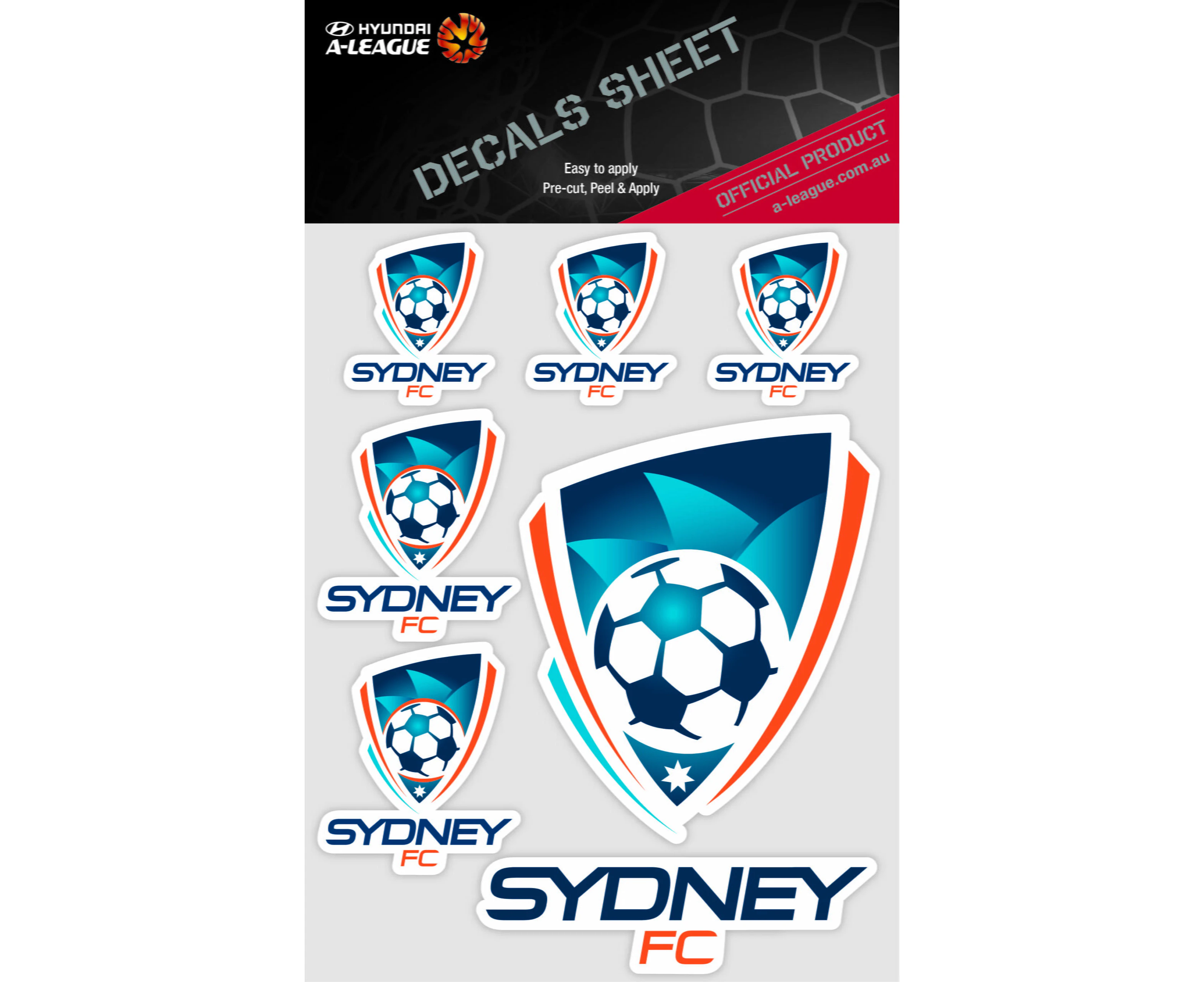 Sydney FC A-League 4WD Car Bike 7 Decal Sticker Sheet