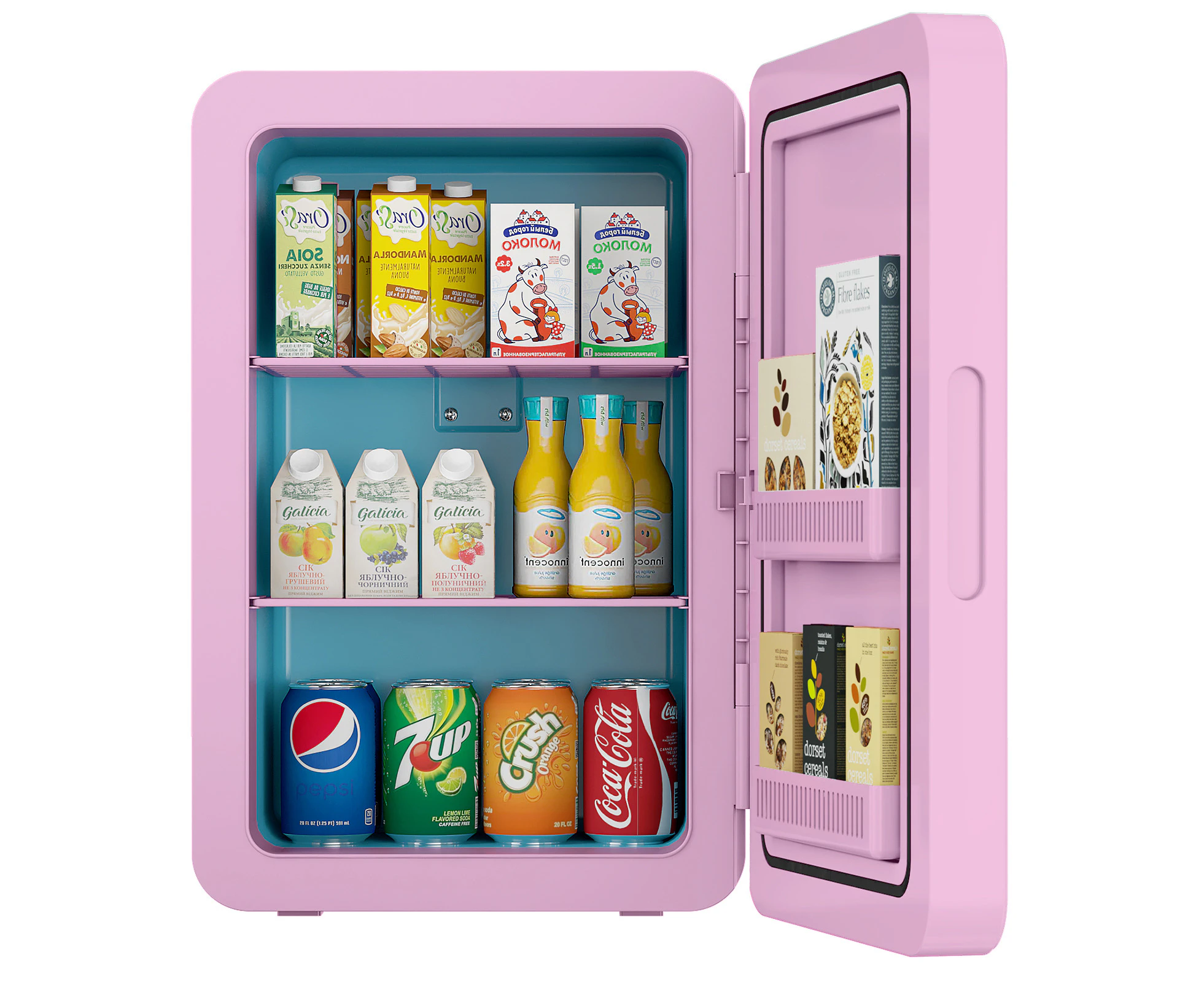 ADVWIN Mini Fridge 22 Liter Compact Car Refrigerator, 220V AC/ 12V DC Personal Fridge Cooler, Pink