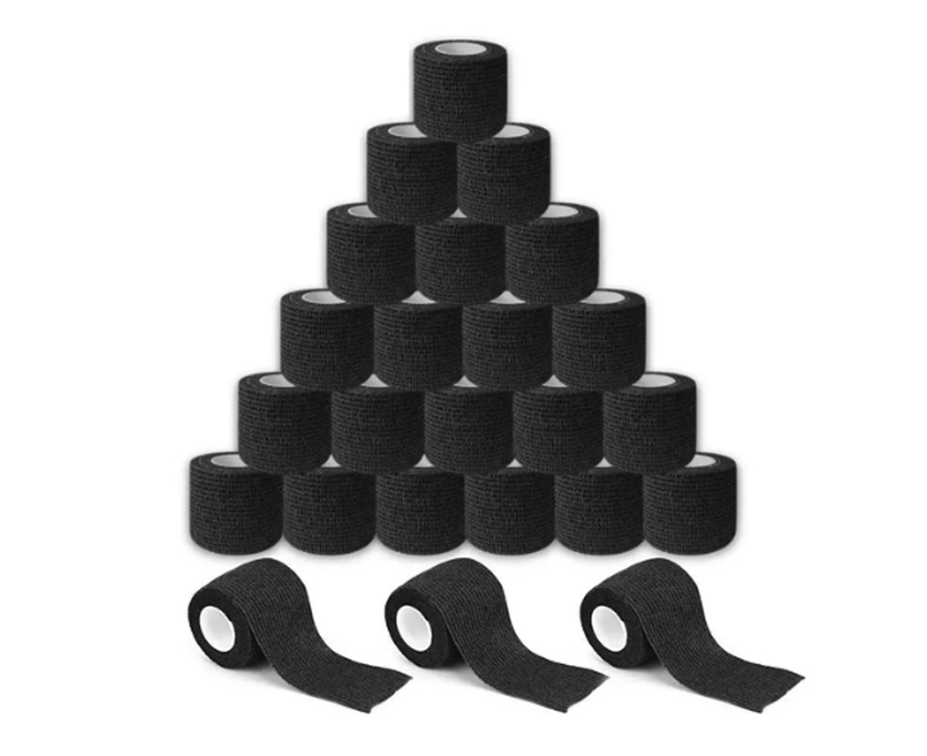 24 pc Black Grip Cover Wrap Elastic Self Cohesive Bandage Tape