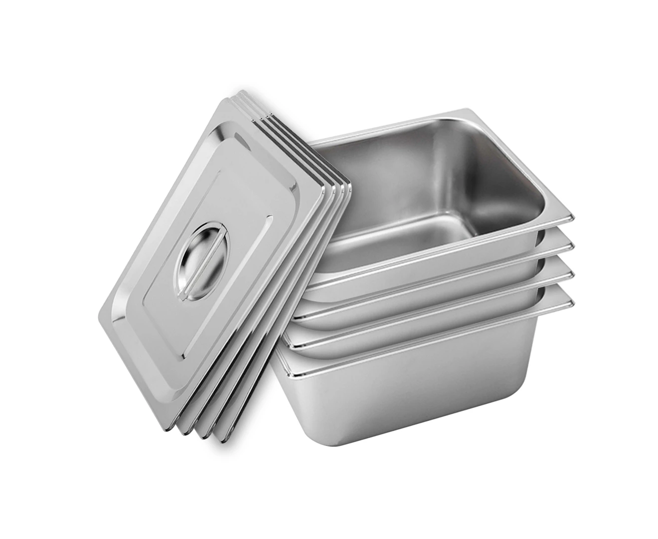 SOGA 4X Gastronorm GN Pan Full Size 1/2 GN Pan 15cm Deep Stainless Steel With Lid