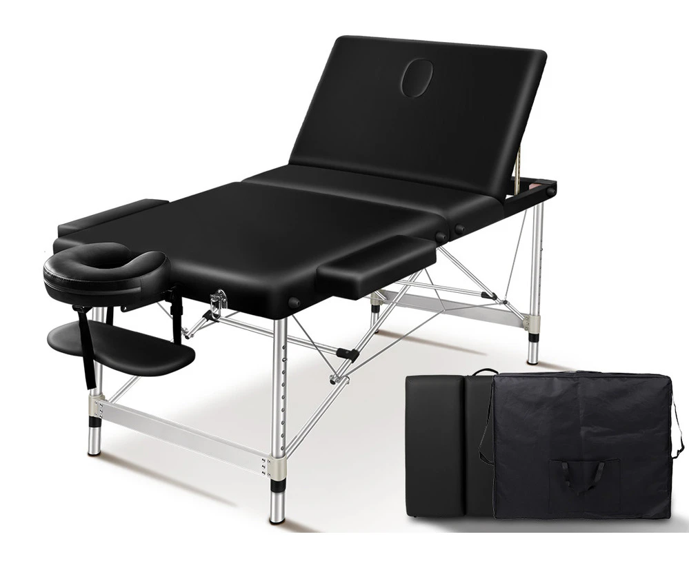 ALFORDSON Massage Table 3 Fold 65cm Portable Lift up (Black)