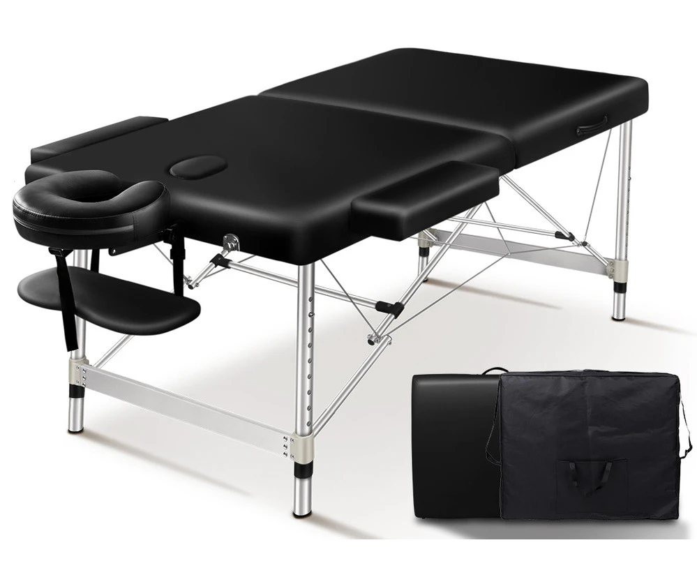 ALFORDSON Massage Table 2 Fold 75cm Portable & Foldable (Black)