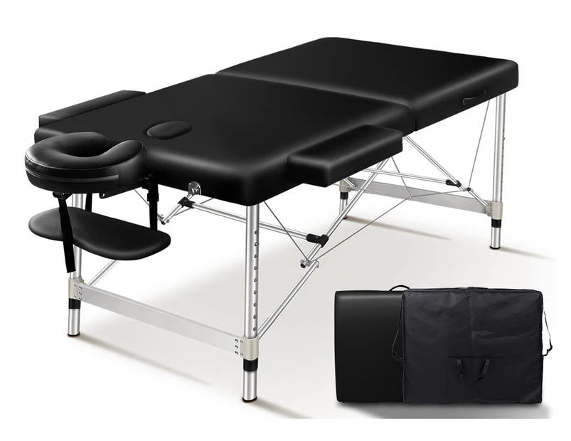 ALFORDSON Massage Table 2 Fold 75cm Portable & Foldable (Black)