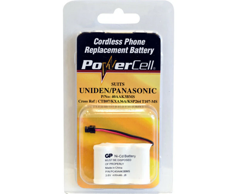 PowerCell CTB07 3.6V 400mAh NiMH MS Type Cordless Phone Battery f/Panasonic