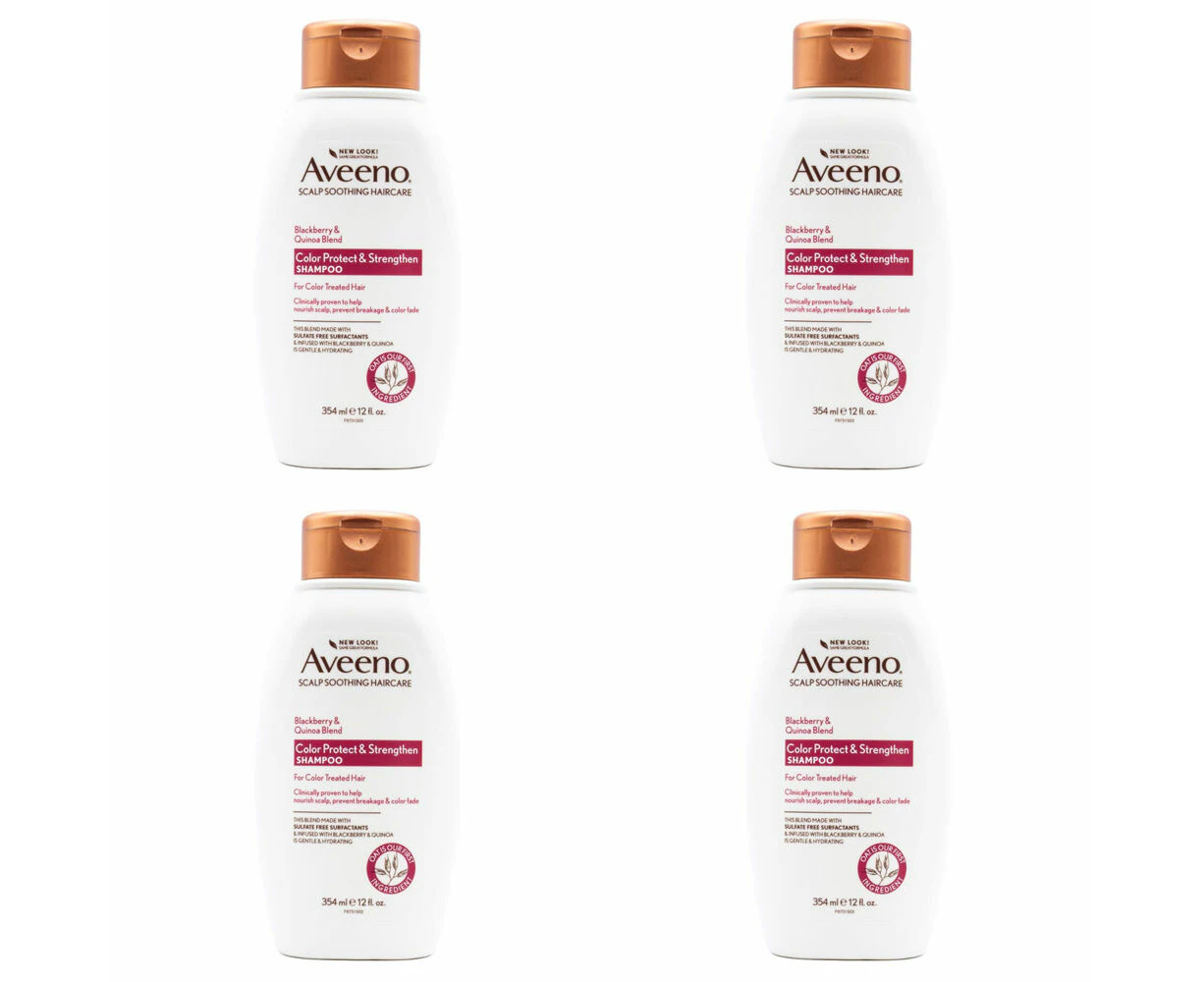 4PK Aveeno Color Protect & Strengthen Shampoo 354ml Blackberry & Quinoa Blend