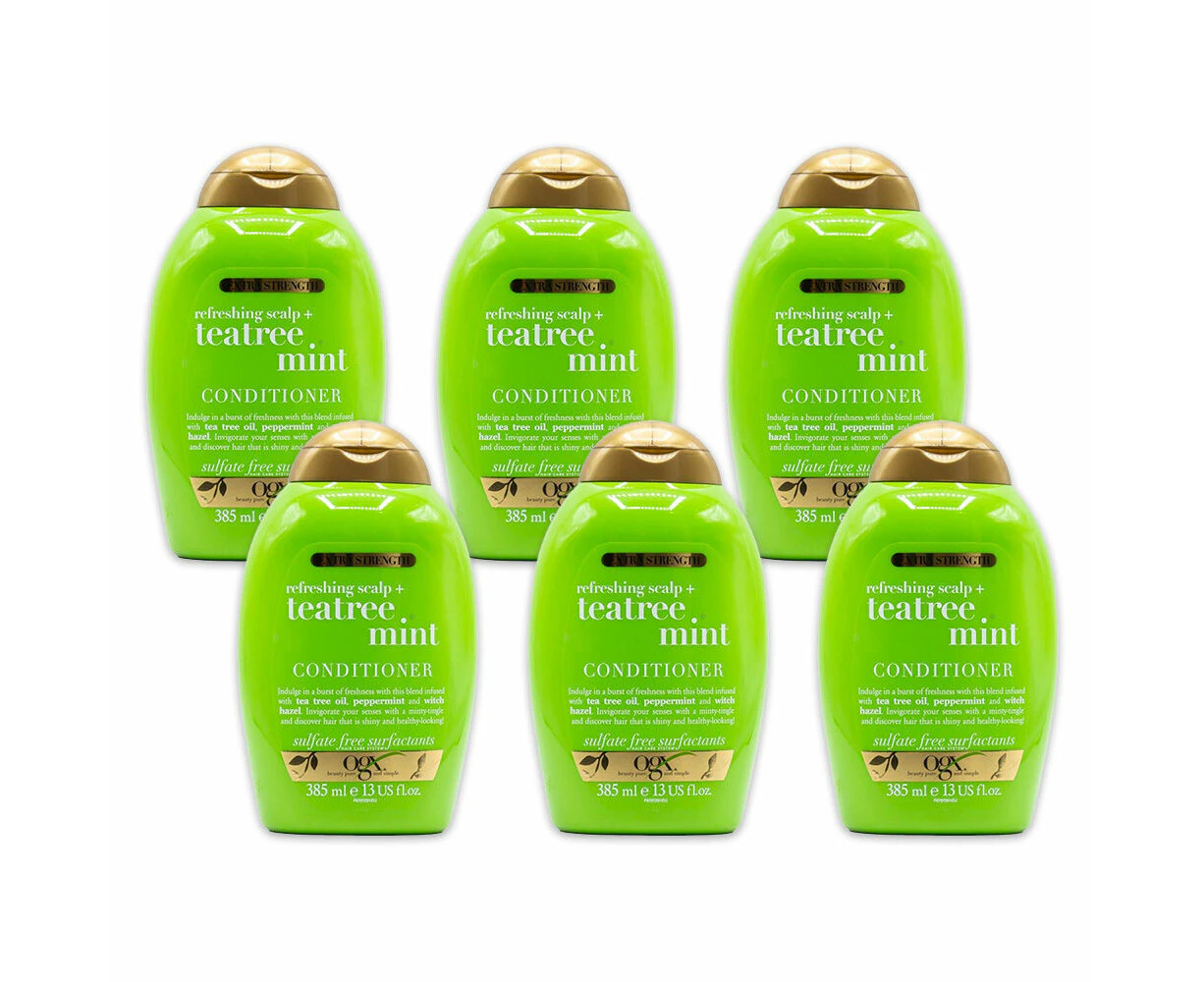 6PK Ogx Refreshing Scalp w/ Teatree Mint 385ml Extra Strength Hair Conditioner