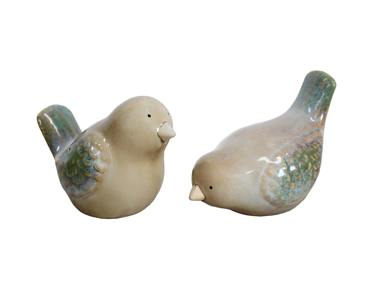 2pc LVD Birds Aqua Decorative Sculpture Home/Lounge Table Decor 11.5x12.5cm