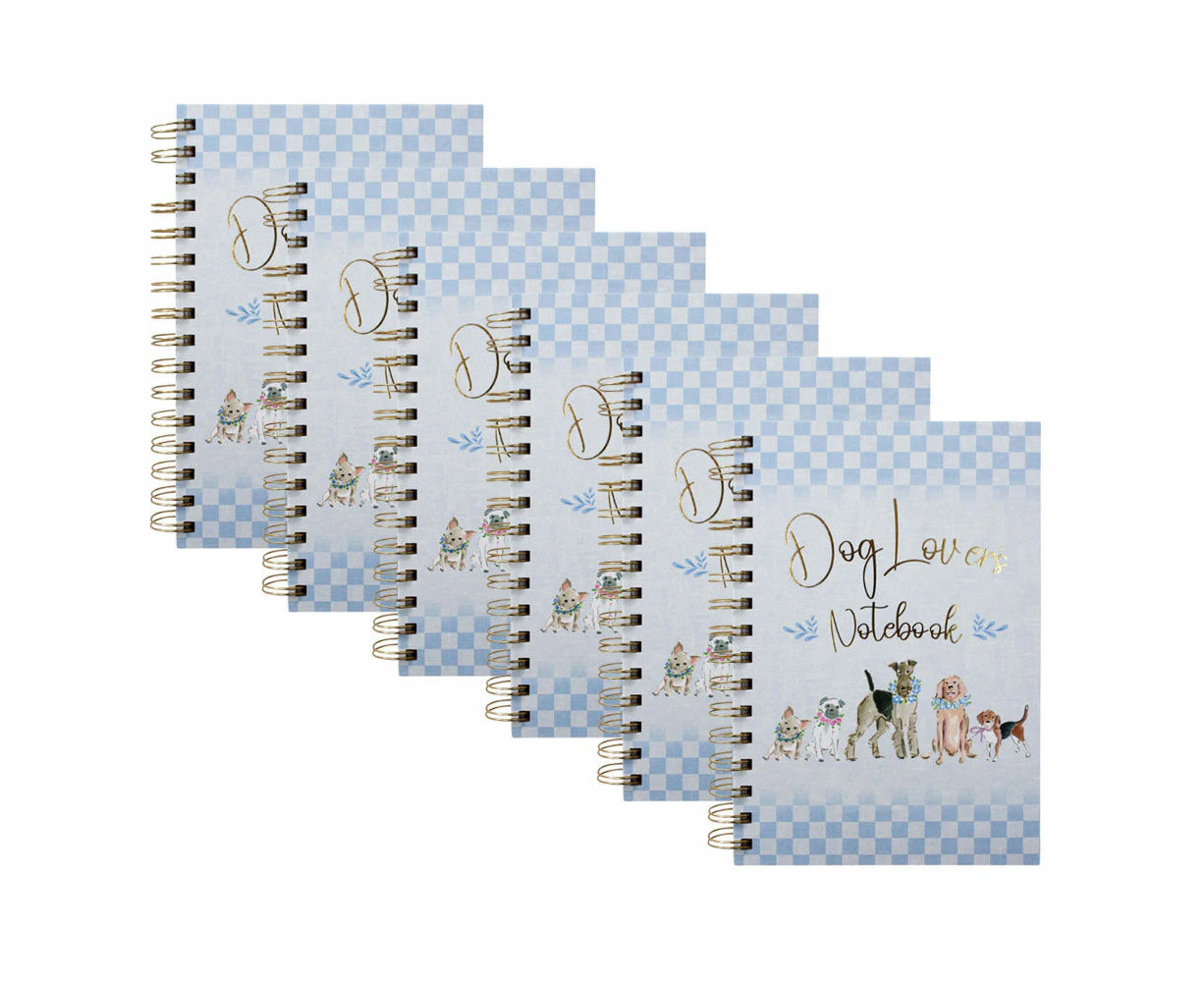 6PK LVD Dog Lovers A5 Notebook Spiral-Bound Office/School Writing Stationery