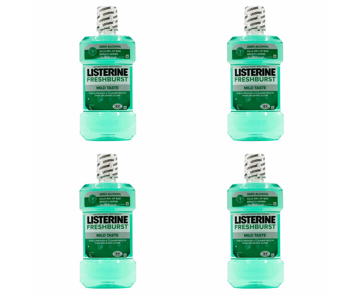 4PK Listerine Antibacterial Mouthwash 1L Oral Hygiene Mouth Freshener Freshburst