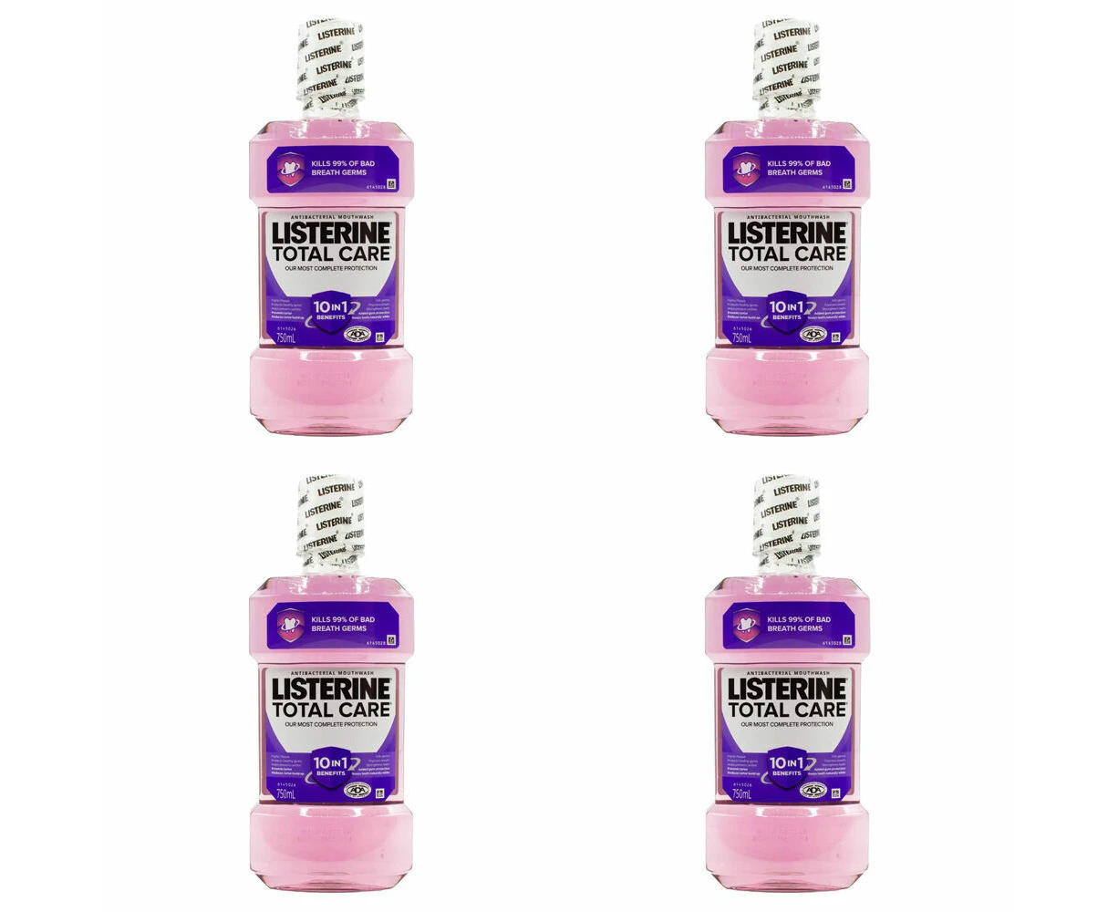 4PK Listerine Antibacterial Mouthwash 750ml Hygiene Mouth Freshener Total Care