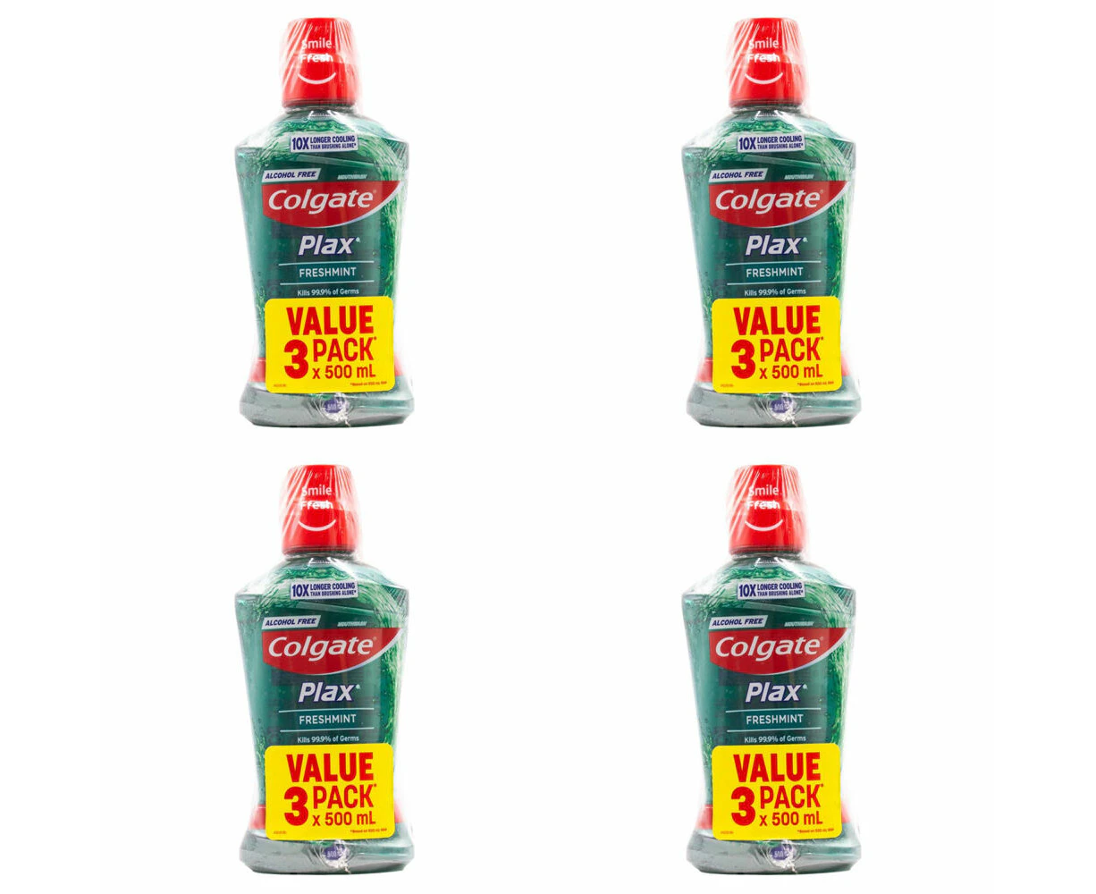 12pc Colgate Plax Mouthwash 500ml Alcohol Free Plaque Protection Freshmint