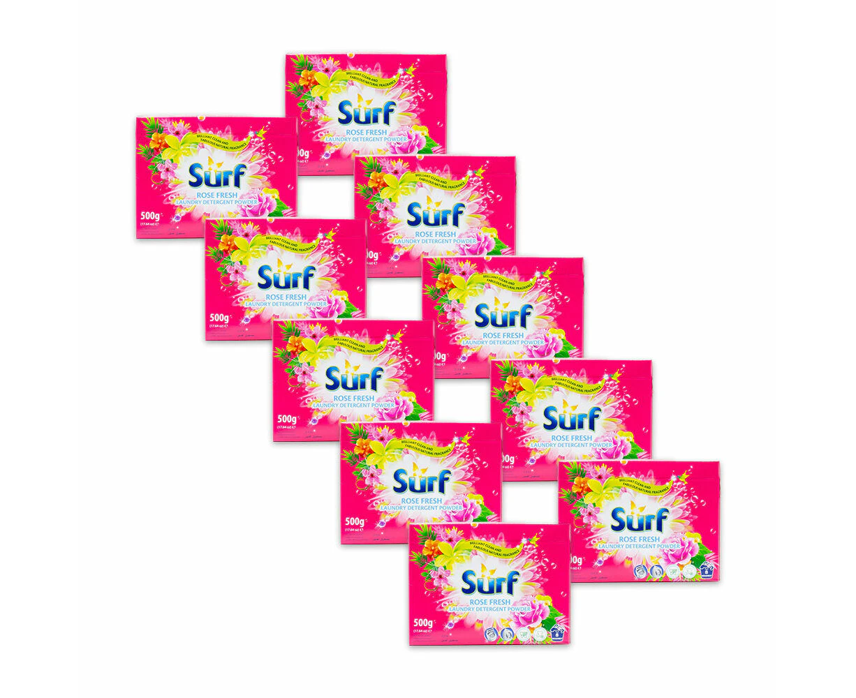 10PK Surf Stain Removal Deep Clean Laundry Detergent Powder Box 500G Rose Fresh