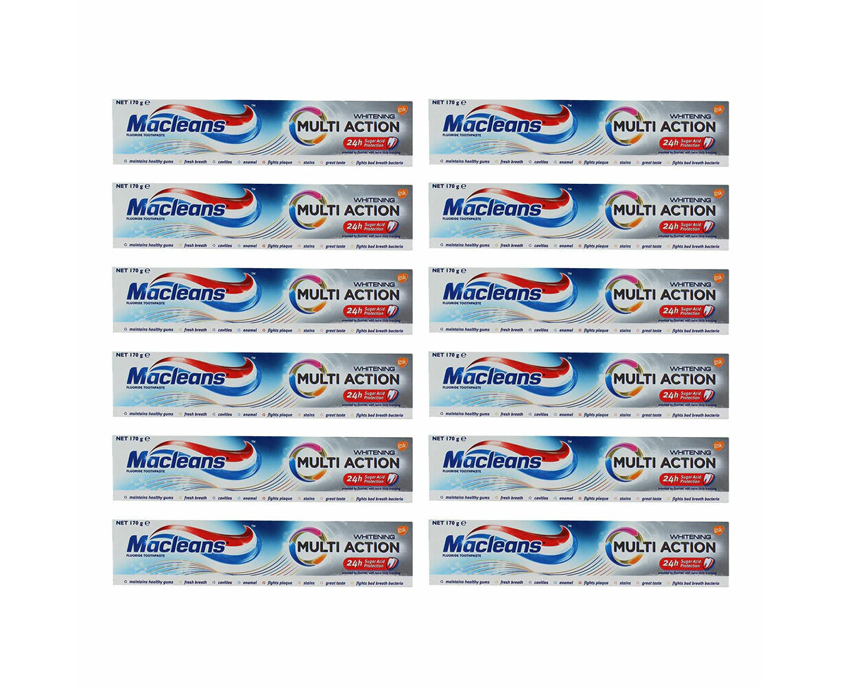 12PK Macleans Multi Action Whitening Fluoride Toothpaste 170g Daily Oral Hygiene