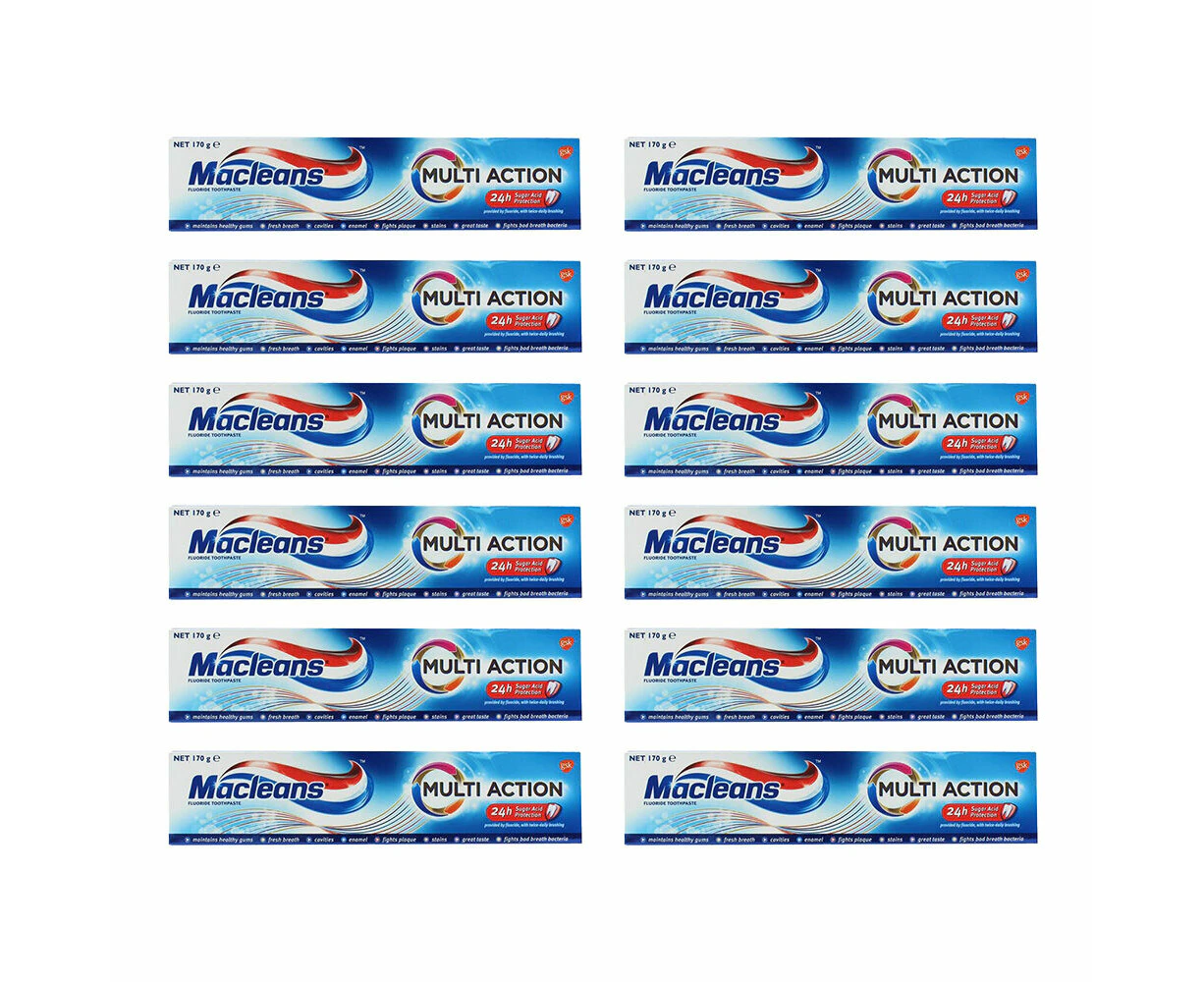 12PK Macleans Multi Action Fluoride Antibacterial Toothpaste 170g Oral Hygiene