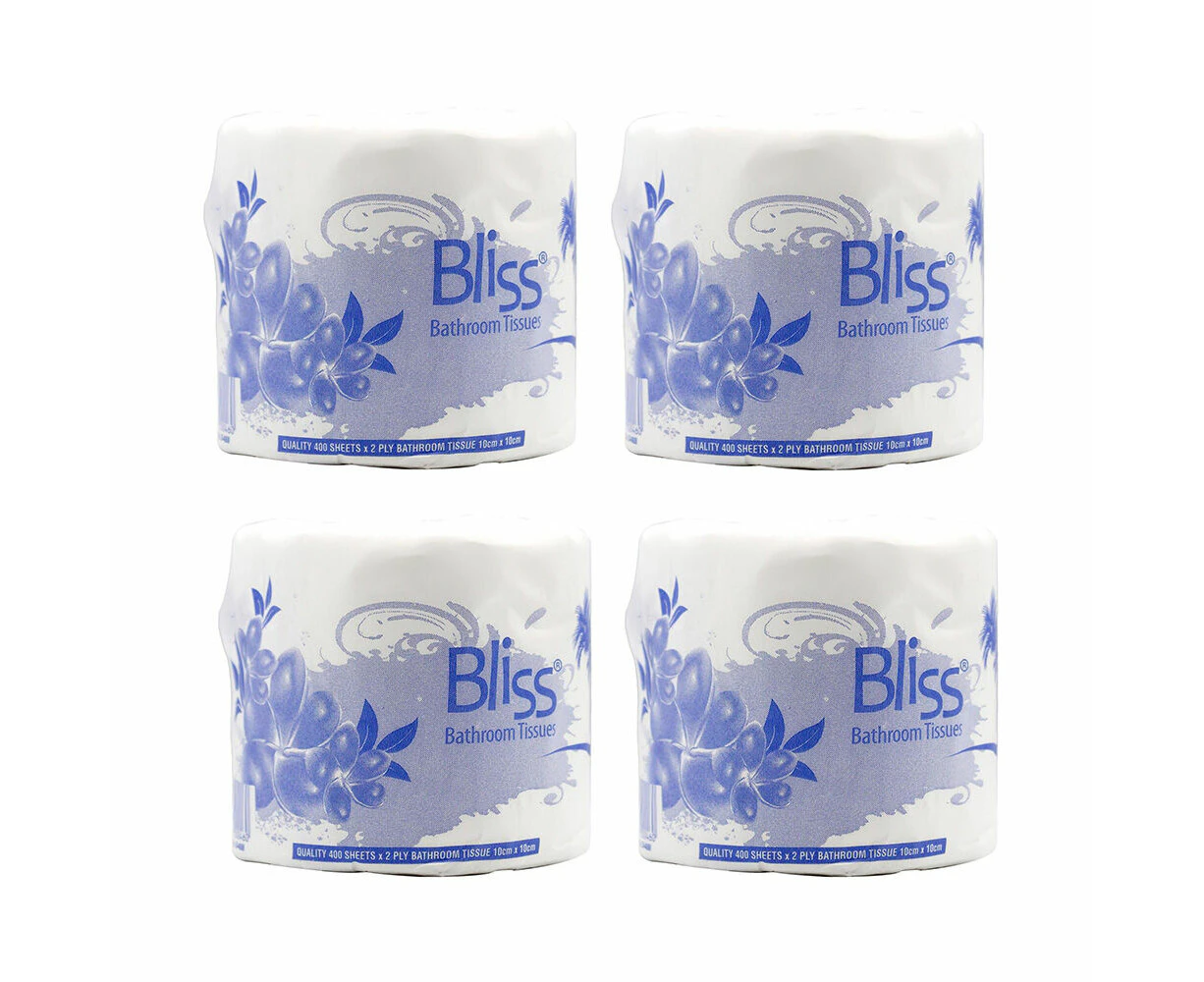 48PK Bliss 2Ply Toilet Paper Bathroom Tissues Napkin Roll 400-Sheets White