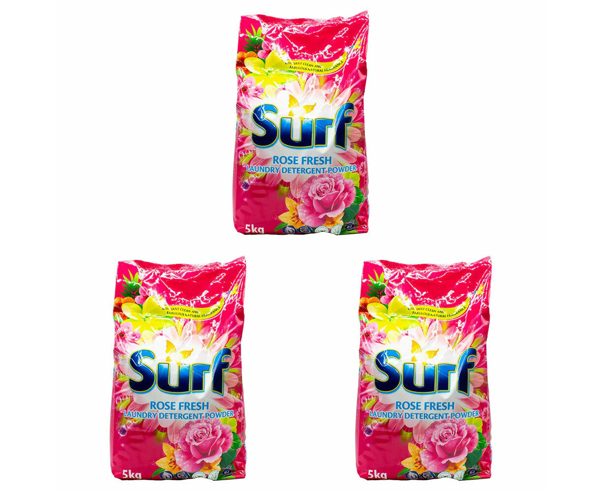 3PK Surf Stain Removal Deep Clean Laundry Detergent Powder 5kg Rose Fresh