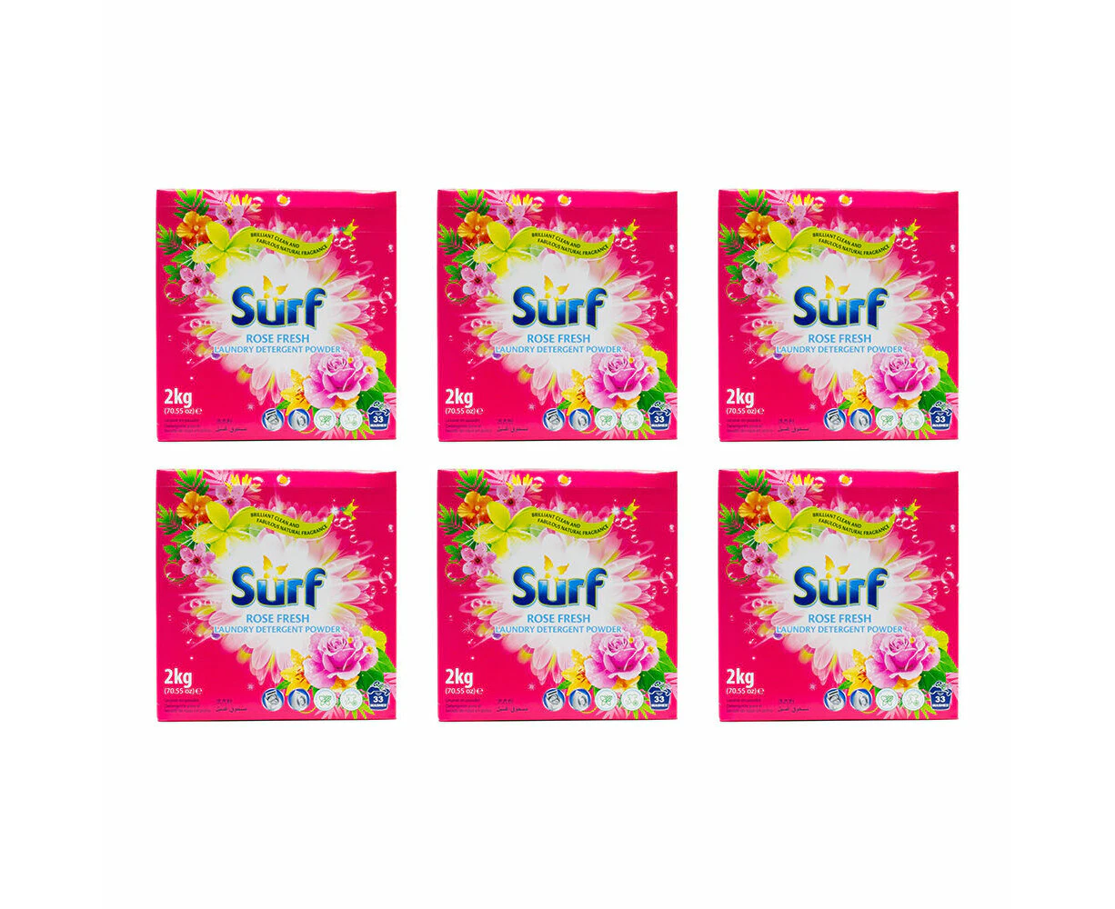 6PK Surf Stain Removal Deep Clean Laundry Detergent Powder 1kg Rose Fresh