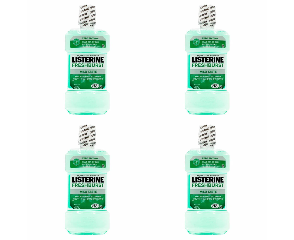 4PK Listerine Antibacterial Mouthwash 500ml Mouth Freshener Freshburst Mild