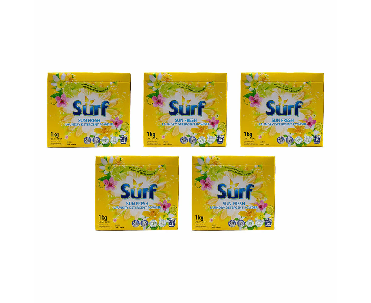 5PK Surf Stain Removal Deep Clean Laundry Detergent Washing Powder 1kg Sun Fresh