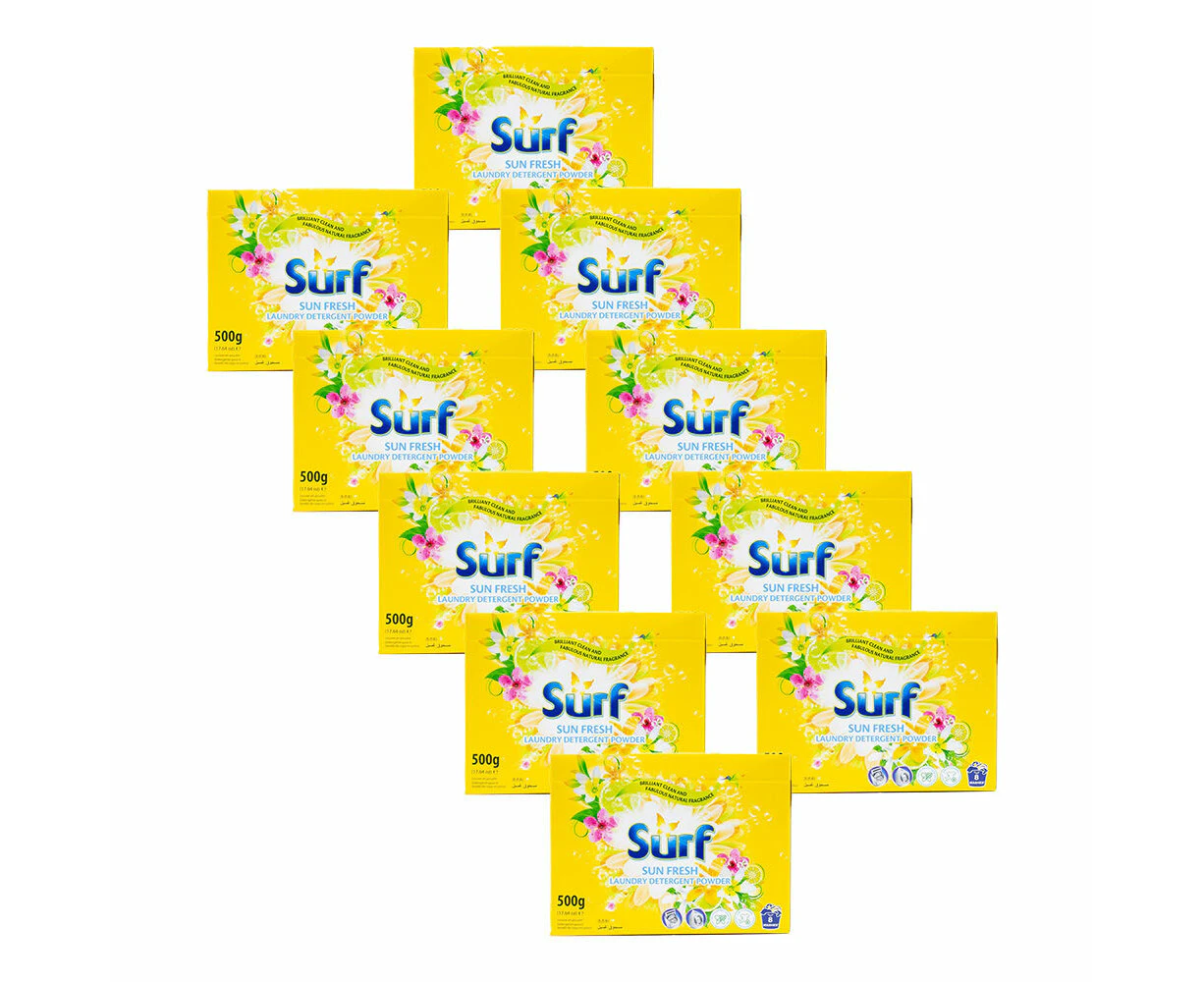 10PK Surf Stain Removal Deep Clean Laundry Detergent Powder Box 500G Sun Fresh