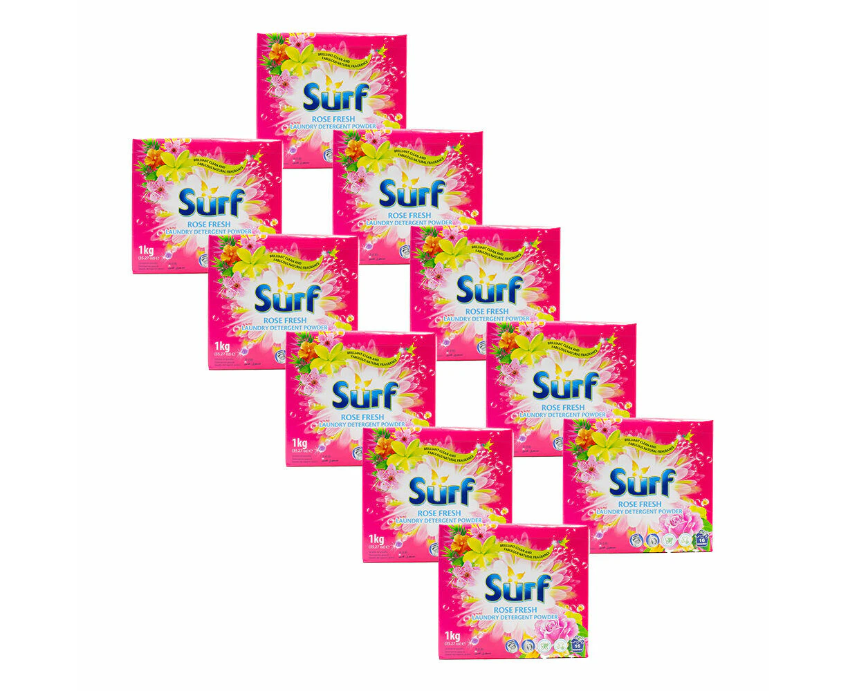 10PK Surf Stain Removal Deep Clean Laundry Detergent Washing Powder 1kg Rose