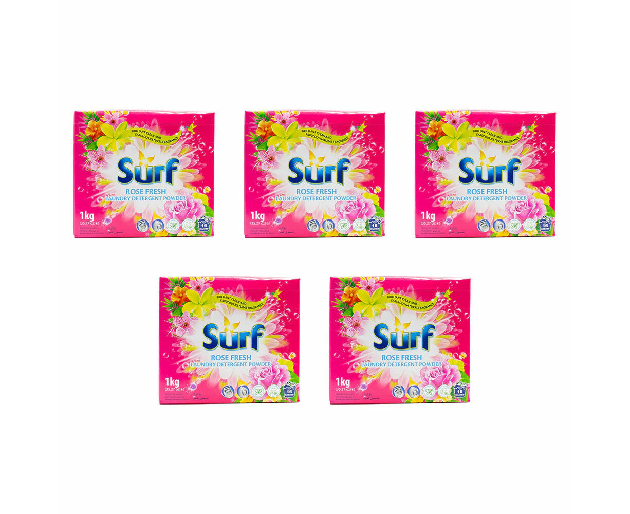 5PK Surf Stain Removal Deep Clean Laundry Detergent Powder 1kg Rose Fresh