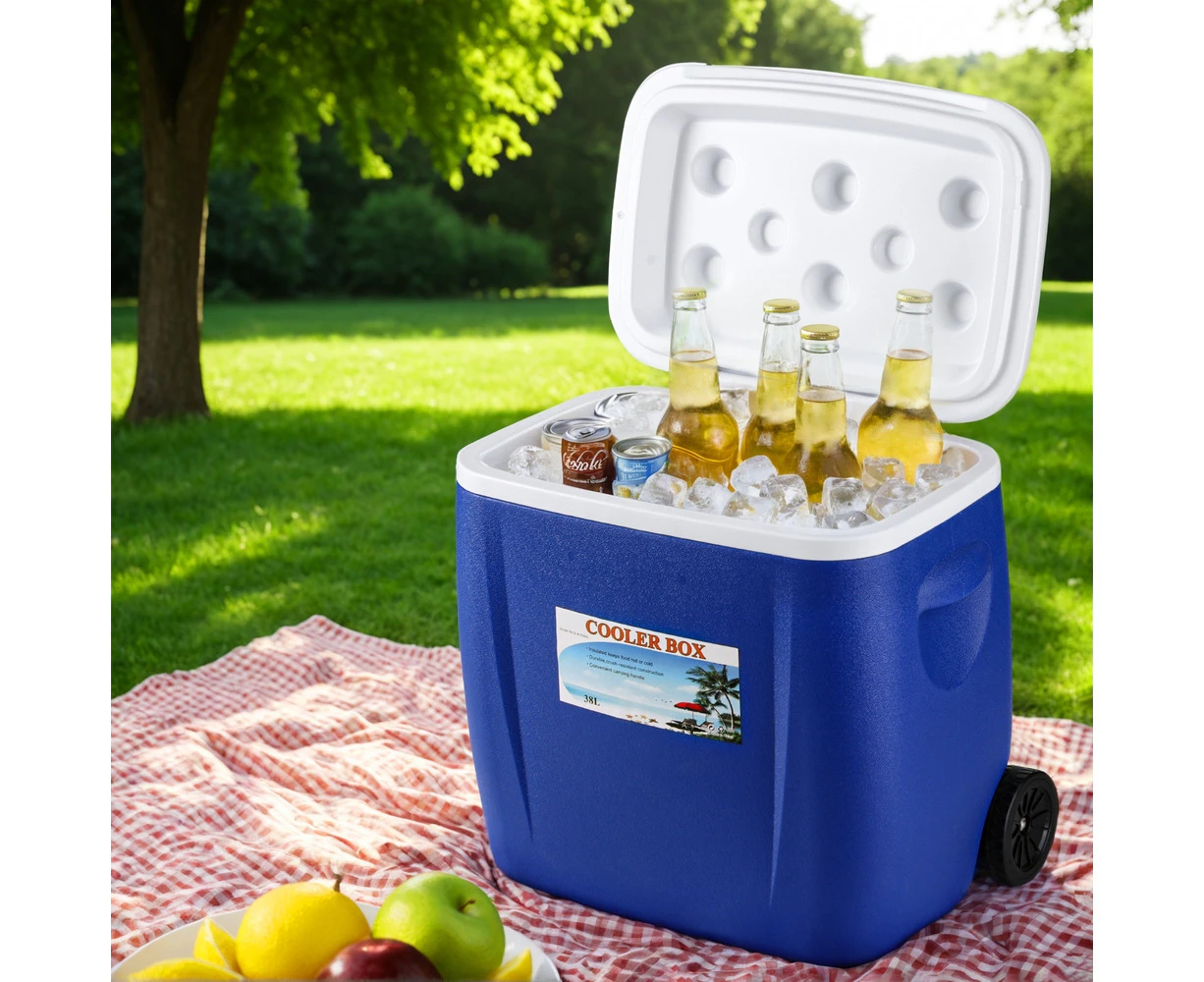 Glacio 38L Portable Ice Cooler Box With Wheels Camping Fridge