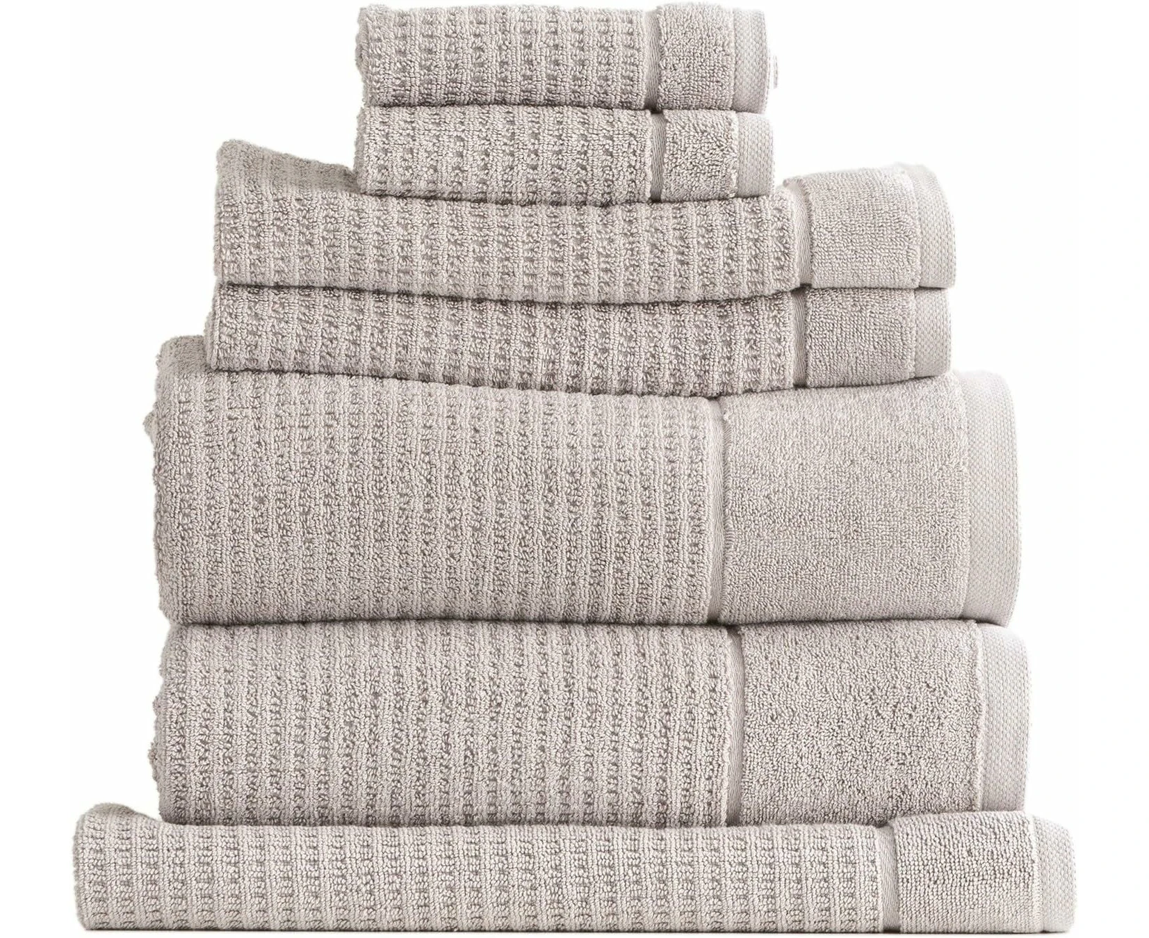 Cambrid  Waffle 650 GSM Textured Bath Towel 7-Pieces Set, Pumice Stone