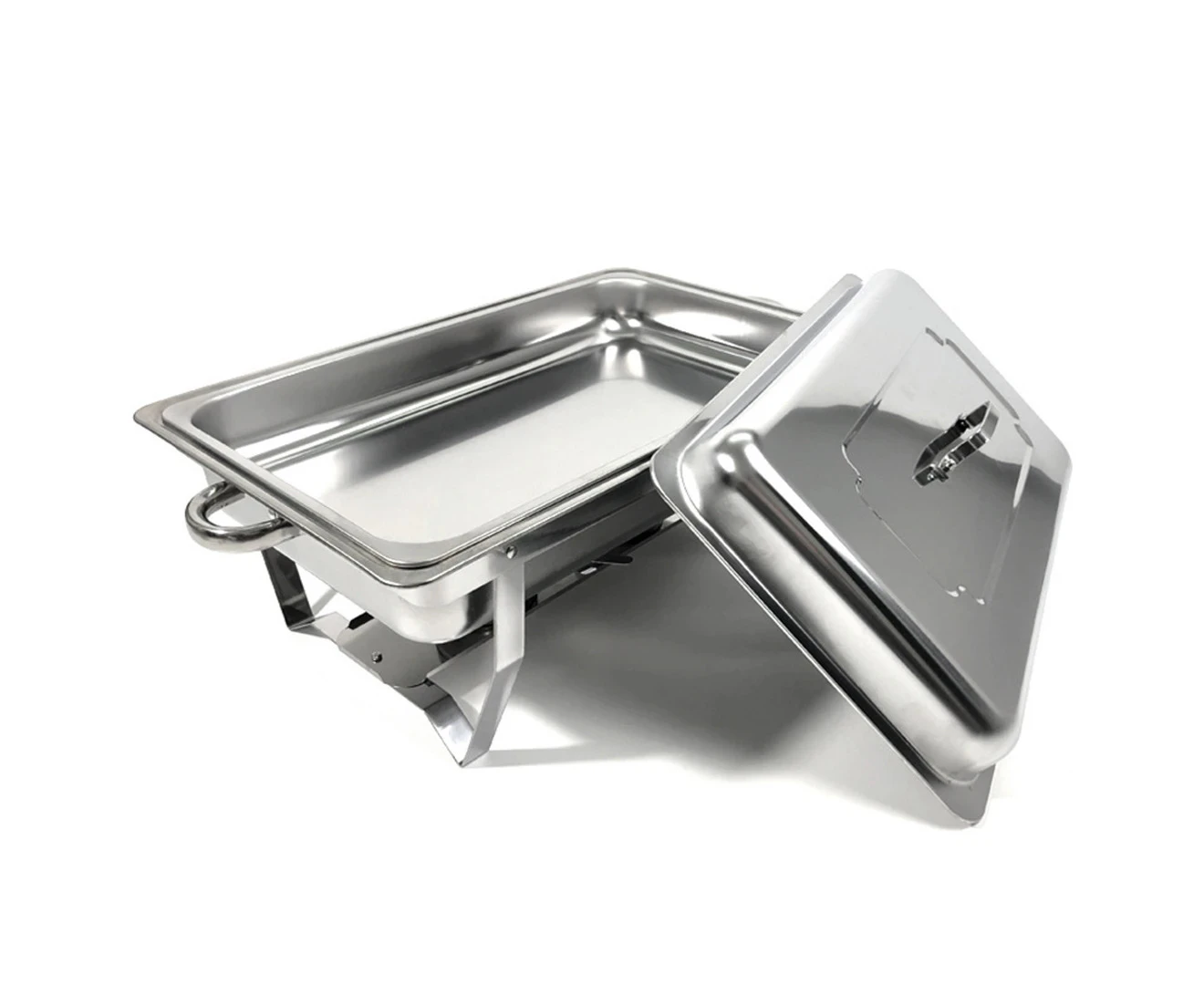 9L Insulated 304 Stainless Steel Food Warmer Bow Buffet Bain Marie Chafing Dish Stainless Steel Chafing Dish Buffet Chafer Set with Frame Water Tray