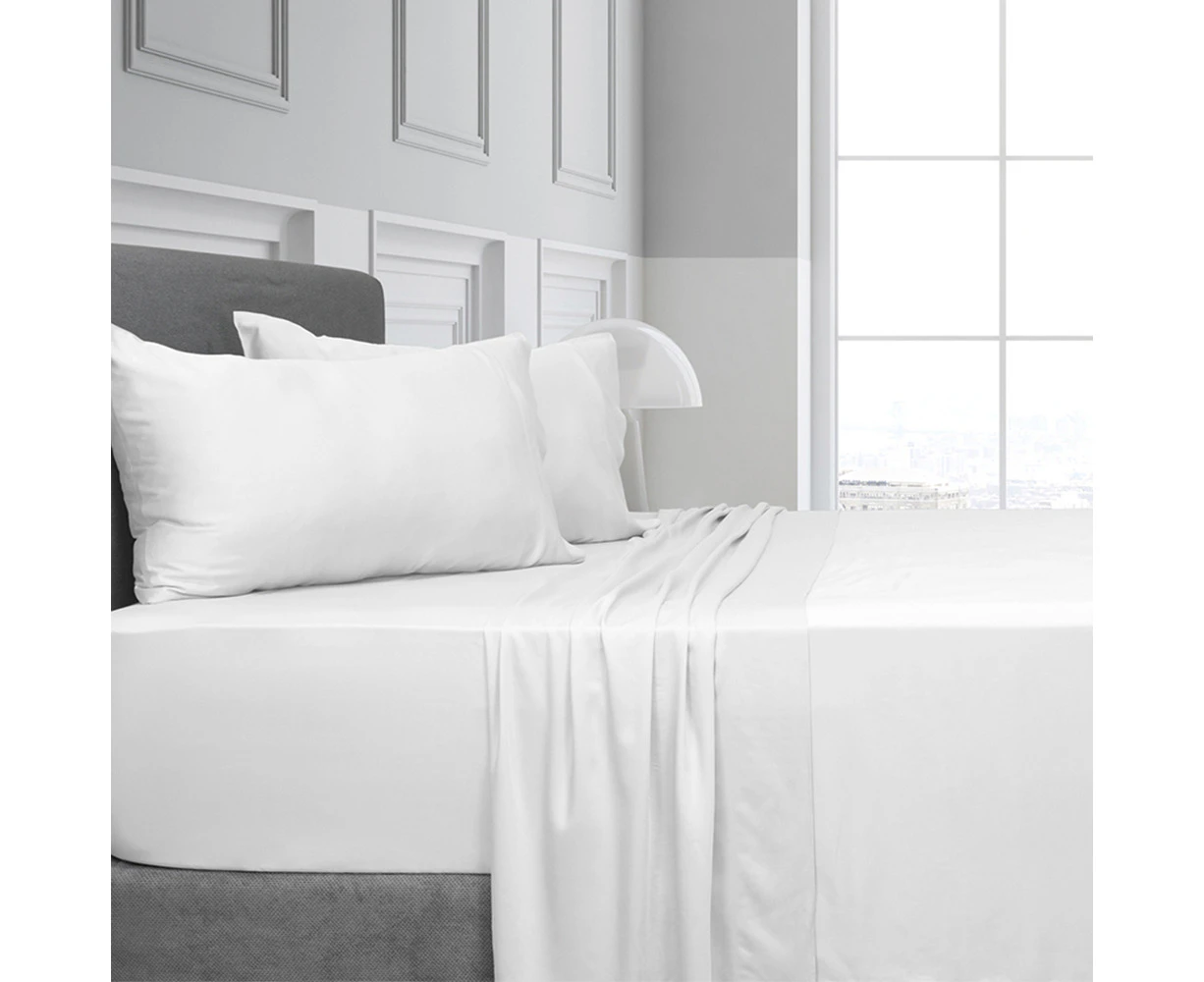 Algodon Bamboo Soft Fitted Sheet w/ Pillowcase Home Bedding Set White