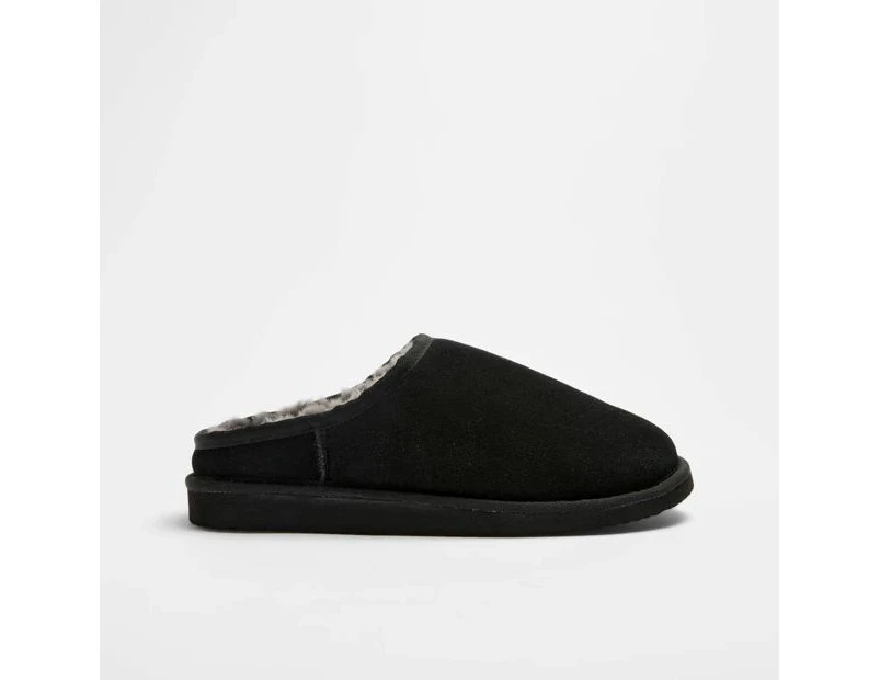 Mens Sheepskin and Leather Scuff Slipper