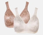 Playtex Women's Ultimate Lift & Support Wirefree Bra 2-Pack - Pearl/Toffee