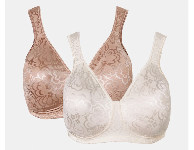 Playtex Women's Ultimate Lift & Support Wirefree Bra 2-Pack - Pearl/Toffee