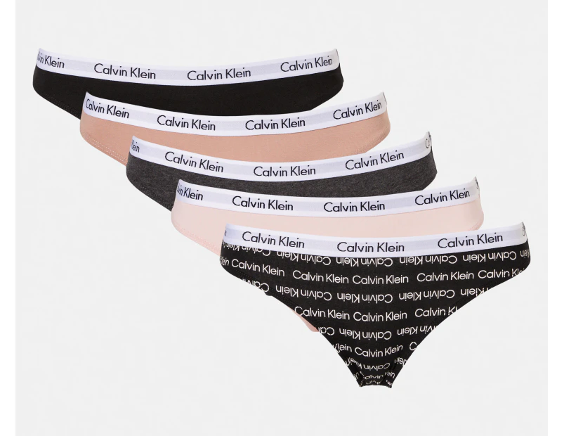 Calvin Klein Women's Carousel Bikini Briefs 5-Pack - Black/Nymphs Thigh/Grey Heather/Cedar/Print