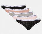 Calvin Klein Women's Carousel Bikini Briefs 5-Pack - Black/Nymphs Thigh/Grey Heather/Cedar/Print