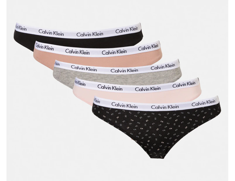 Calvin Klein Women's Carousel Bikini Briefs 5-Pack - Black/Nymphs Thigh/Grey Heather/Cedar/Print