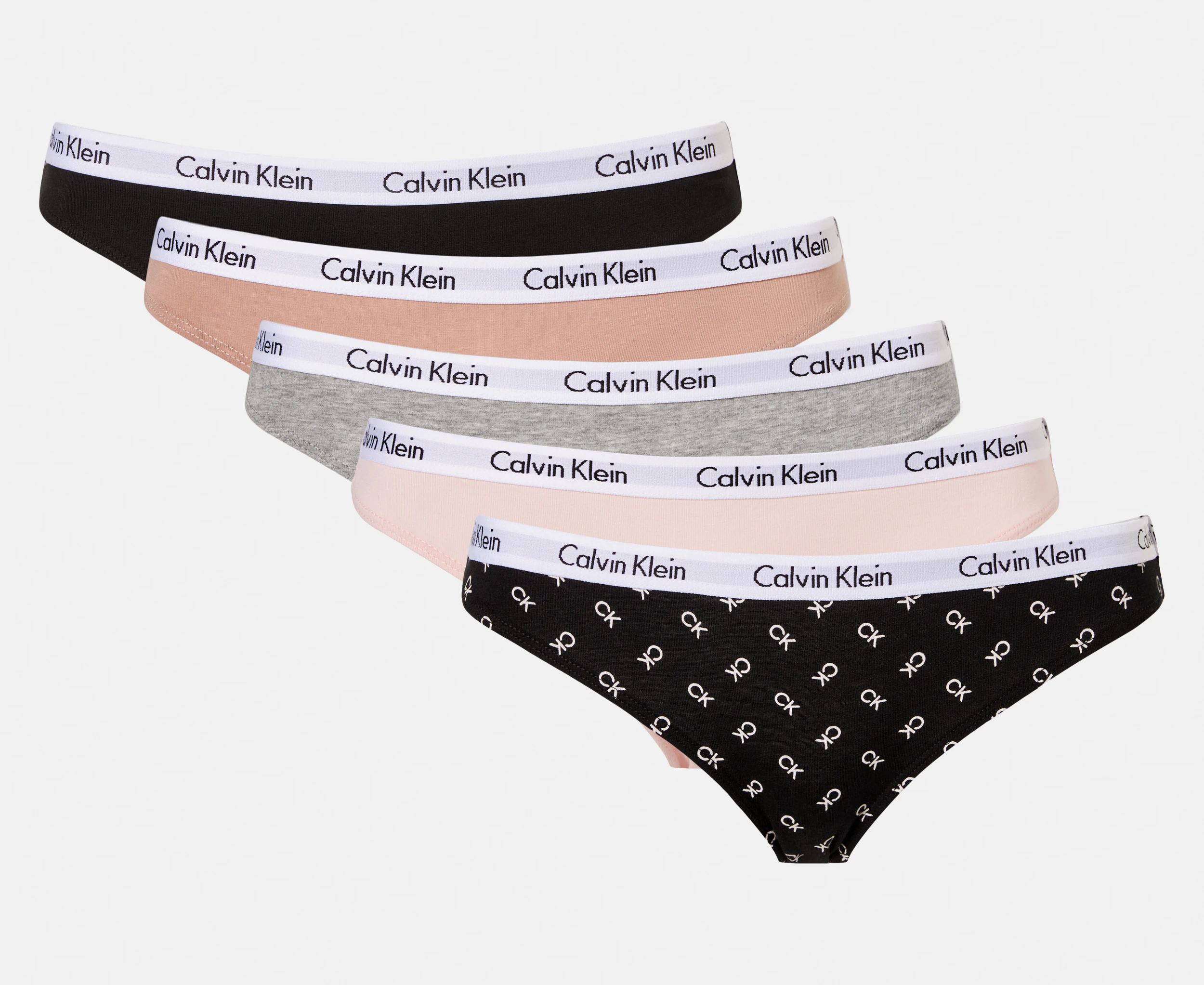 Calvin Klein Women's Carousel Bikini Briefs 5-Pack - Black/Nymphs Thigh/Grey Heather/Cedar/Print