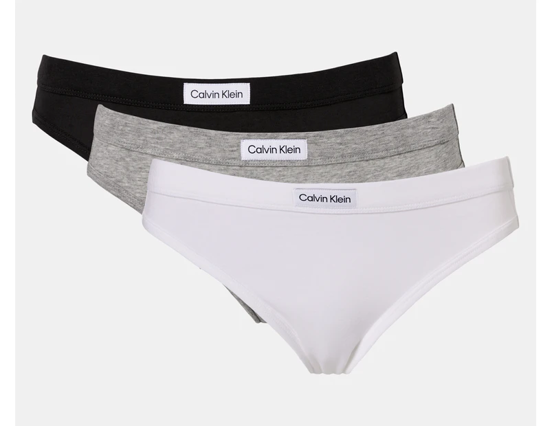 Calvin Klein Women's Carousel Bikini Briefs 3-Pack - Black/Grey Heather/White