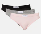 Calvin Klein Women's Carousel Bikini Briefs 3-Pack - Black/Grey Heather/Pink