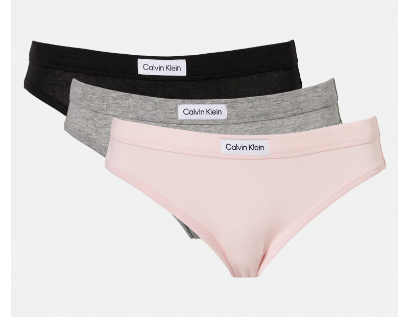 Calvin Klein Women's Carousel Bikini Briefs 3-Pack - Black/Grey Heather/Pink