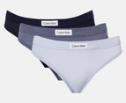 Calvin Klein Women's Carousel Thong 3-Pack - Blue/Navy