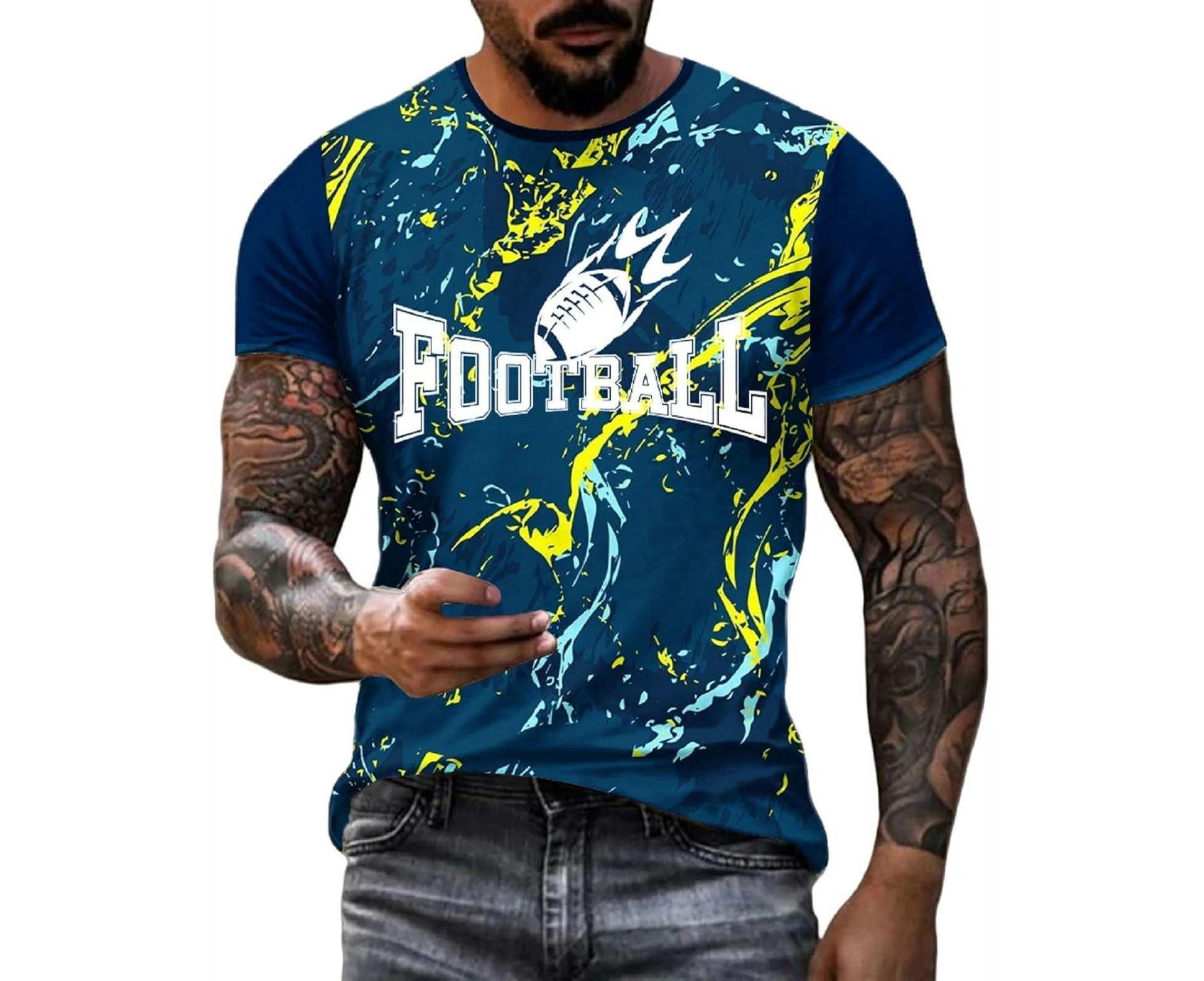 Mens Football Fans Raglan T-Shirts Short Sleeve Vintage Round Neck Shirt City Fit Football Casual Tops