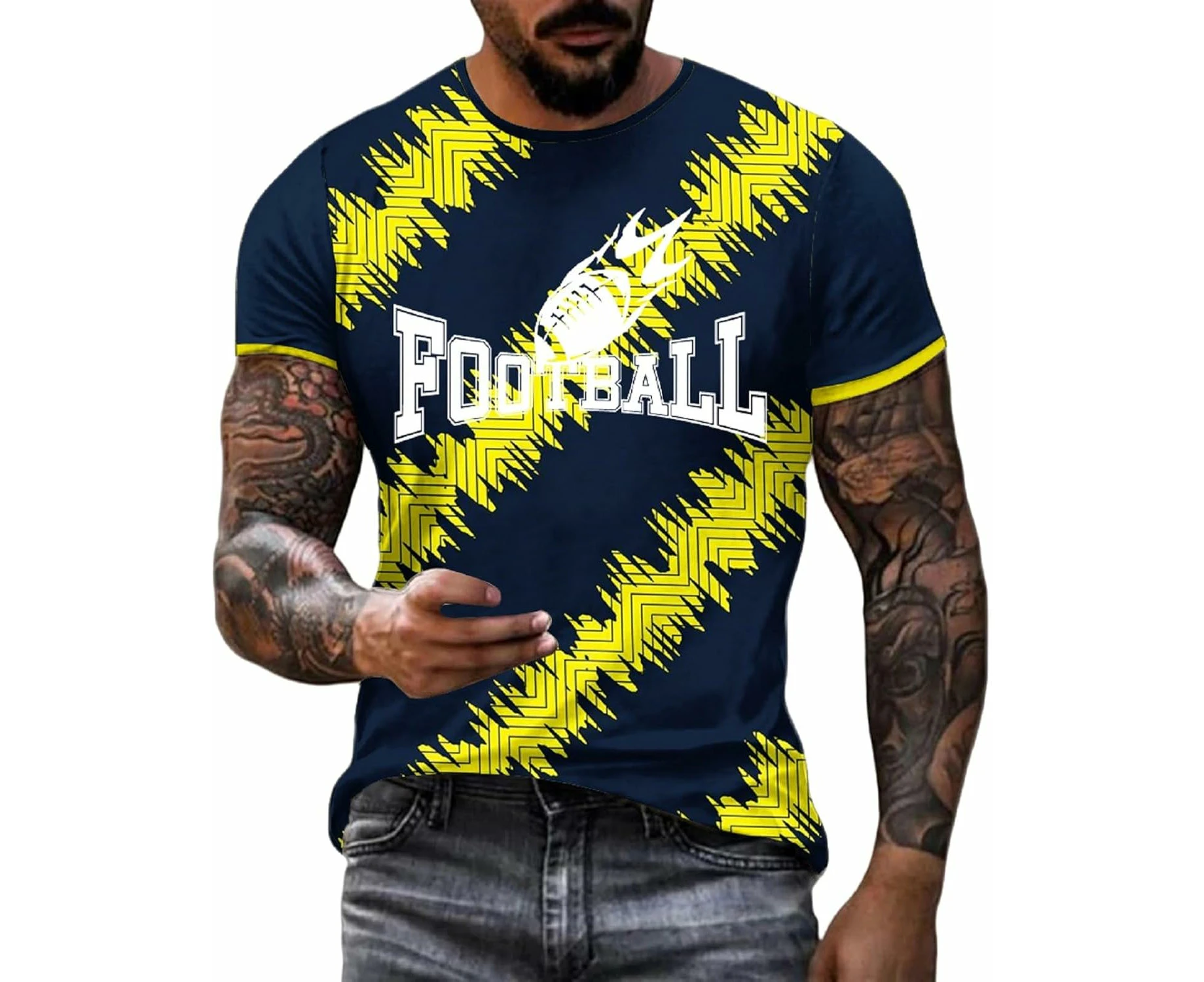 Mens Football Fans Raglan T-Shirts Short Sleeve Vintage Round Neck Shirt City Fit Football Casual Tops