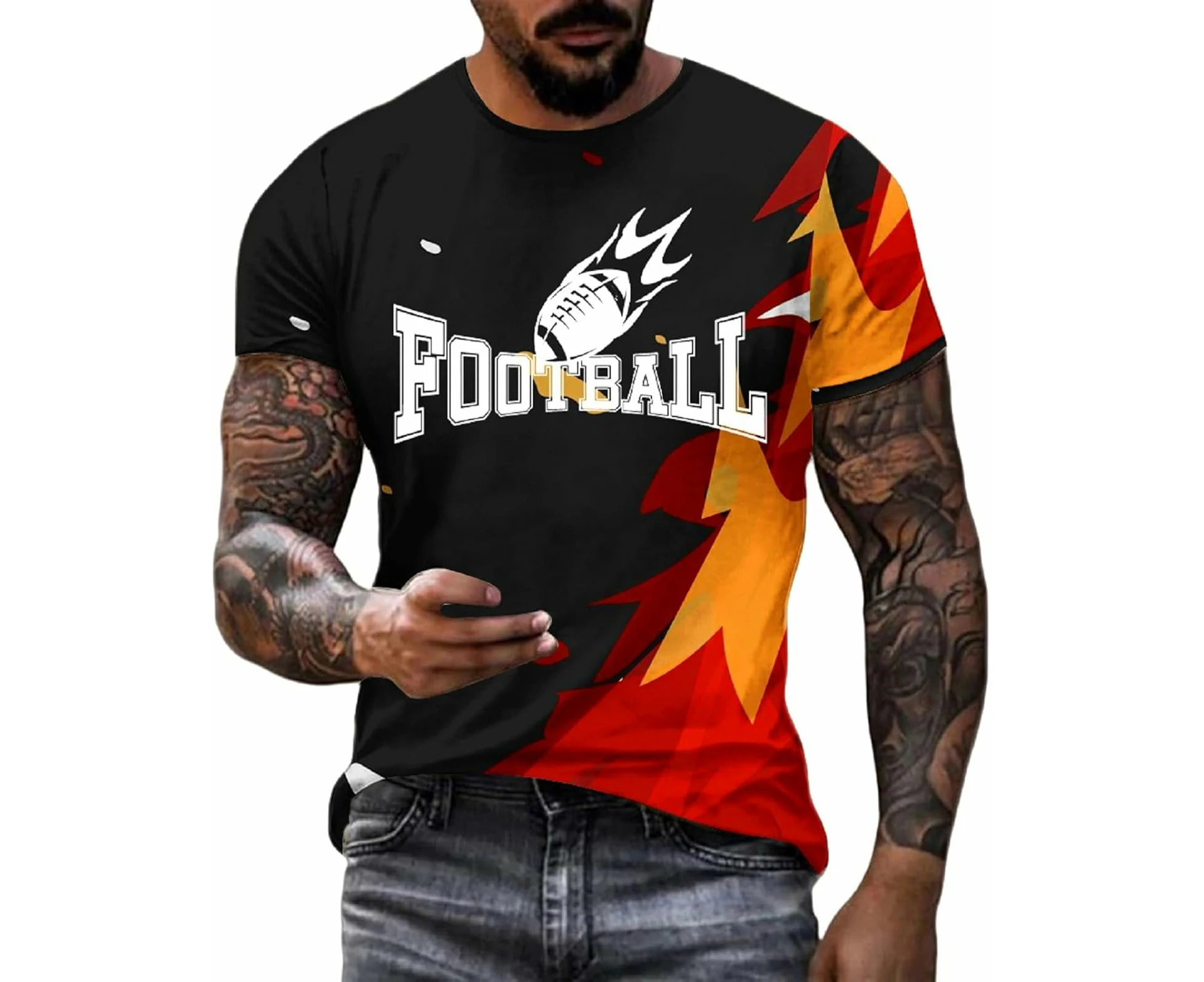 Mens Football Fans Raglan T-Shirts Short Sleeve Vintage Round Neck Shirt City Fit Football Casual Tops