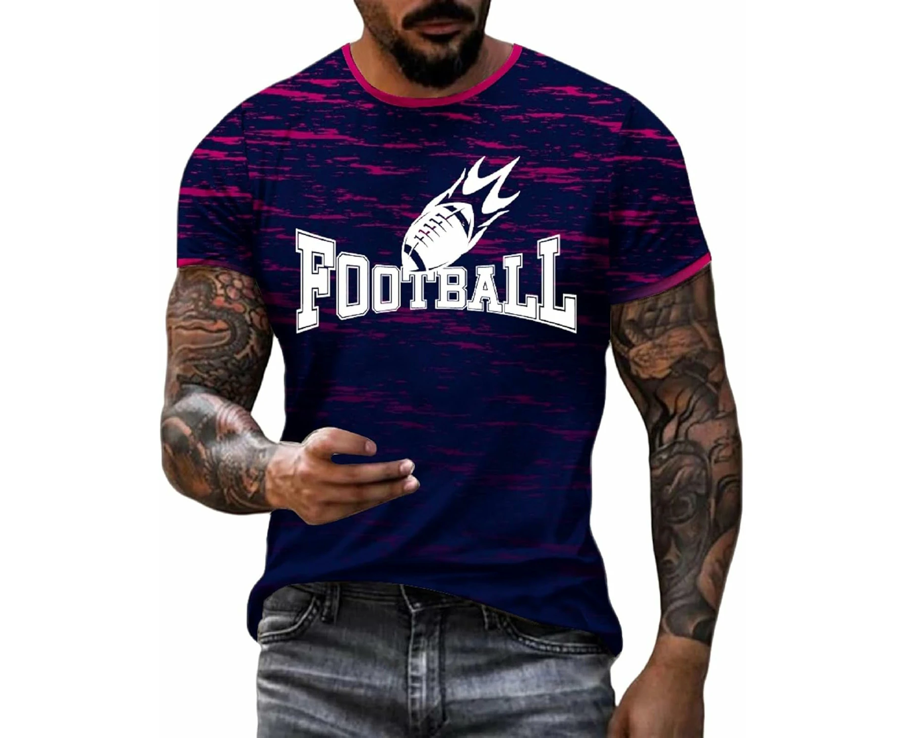 Mens Football Fans Raglan T-Shirts Short Sleeve Vintage Round Neck Shirt City Fit Football Casual Tops