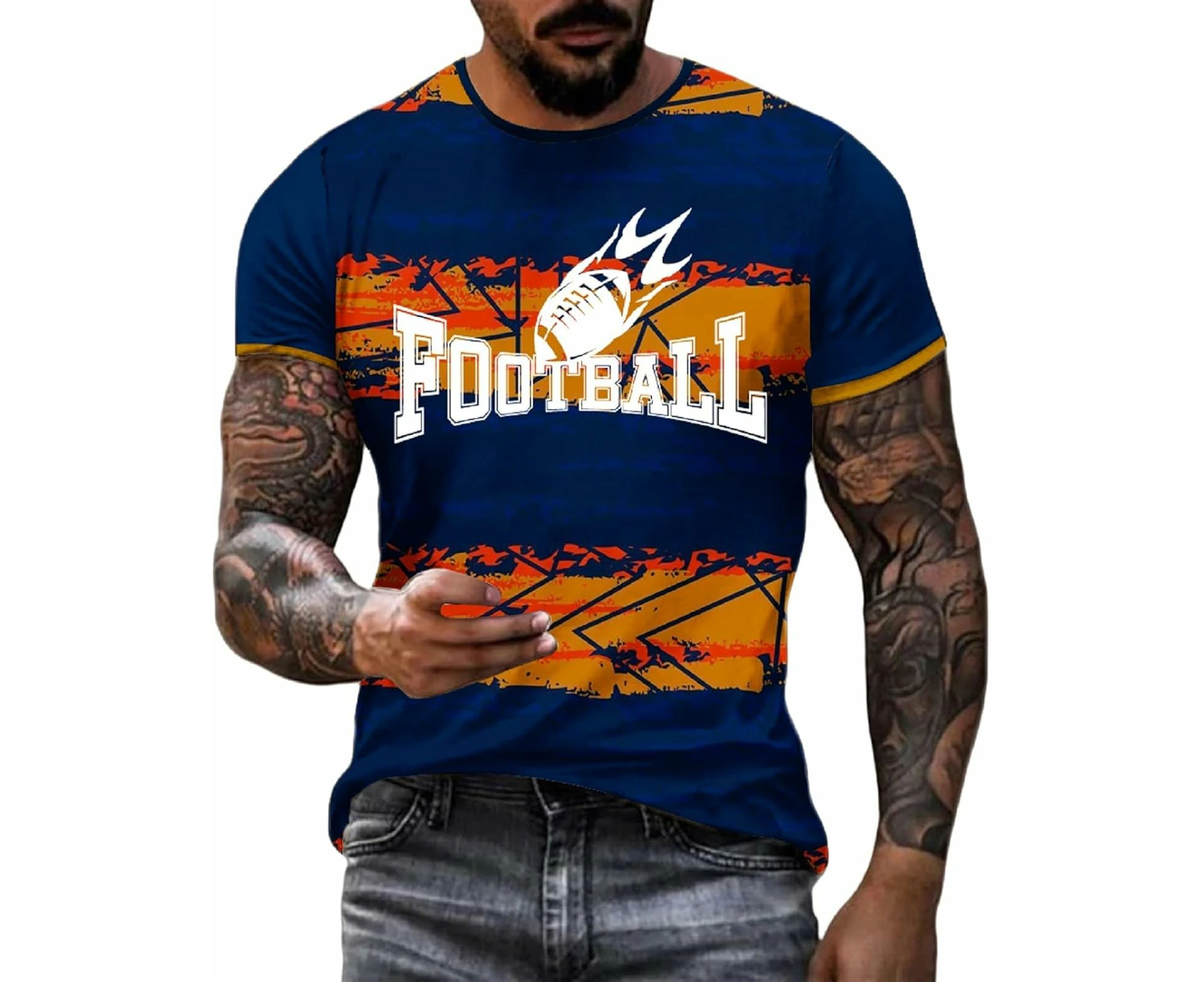 Mens Football Fans Raglan T-Shirts Short Sleeve Vintage Round Neck Shirt City Fit Football Casual Tops