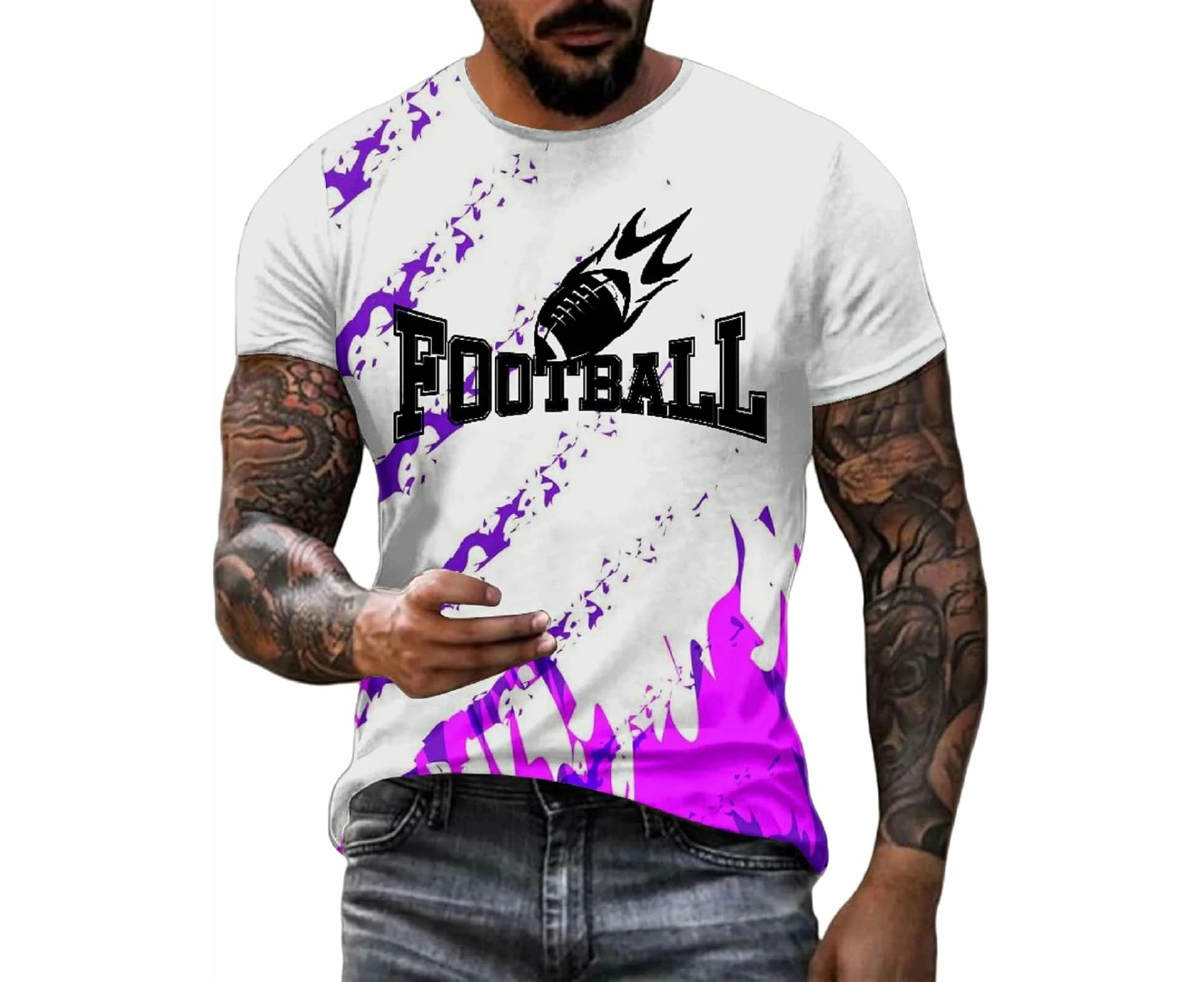 Mens Football Fans Raglan T-Shirts Short Sleeve Vintage Round Neck Shirt City Fit Football Casual Tops