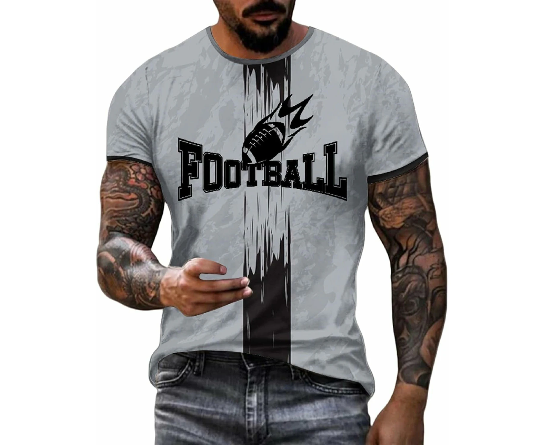 Mens Football Fans Raglan T-Shirts Short Sleeve Vintage Round Neck Shirt City Fit Football Casual Tops